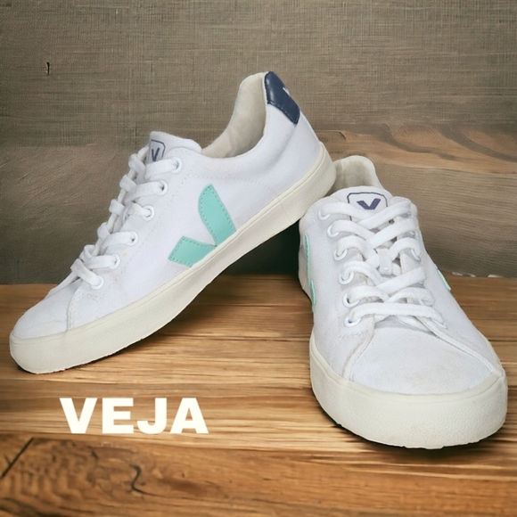 Veja Shoes - Veja Sneakers- Esplar-SE Canvas White Turquoise Nautico